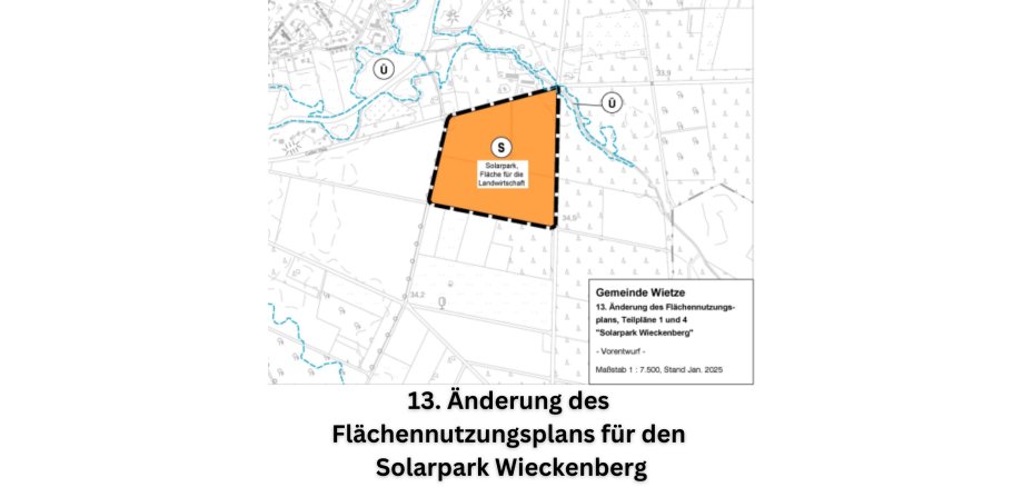 Öffentliche Bekanntmachung: 13. Änderung des Flächennutzungsplans für den Solarpark Wieckenberg - 2